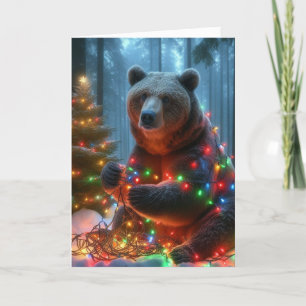 Cartões de Natal de madeira com urso
