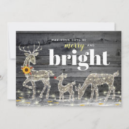 Cartões de Natal de madeira rústicos da rena do