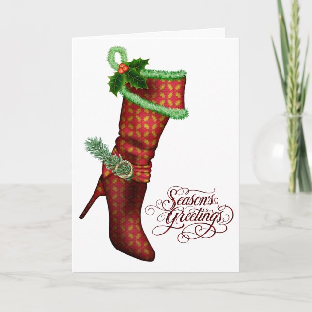 Cartões de Natal de Meia Vermelha Chic (Frente)