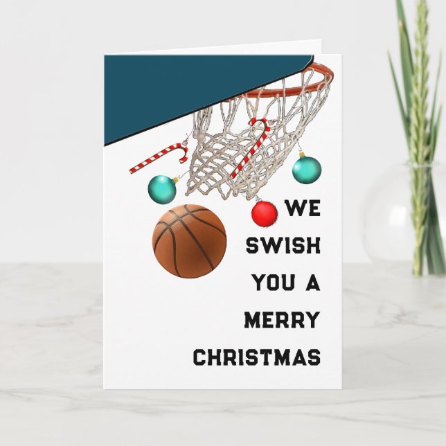 Cartões de natal de Natal de basquete (Frente)