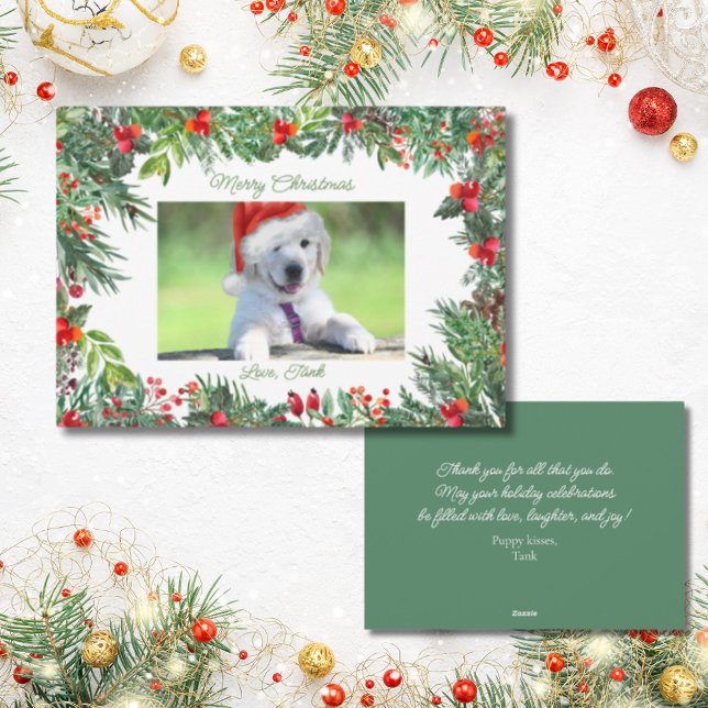 Cartões de natal de Natal Pet Photo (A cute customizable pet photo card to send to loved ones, your favorite veterinarian, or pet sitter.)