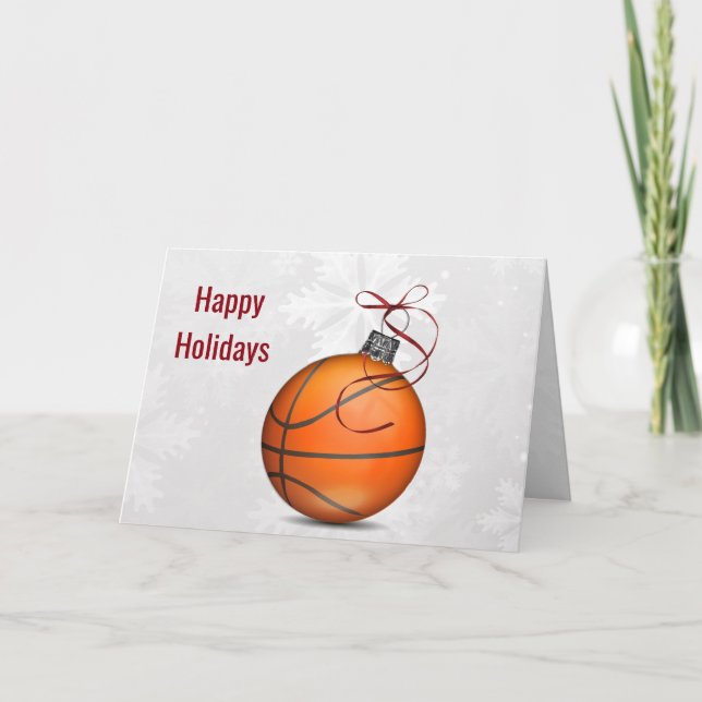 cartões de natal de ornamento de bola de basquete (Frente)