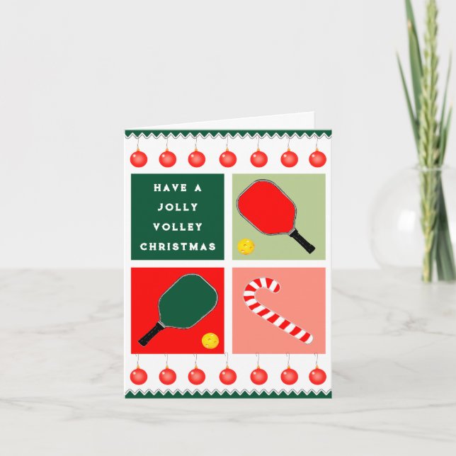 Cartões de Natal de Pickleball (Frente)