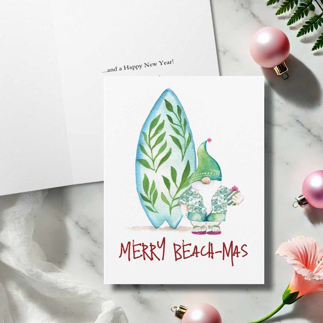 Cartões de Natal de Praia Tropicais, Não Fotográfi (Non photo Christmas cards designed with hand painted watercolor art by Victoria Grigaliunas)