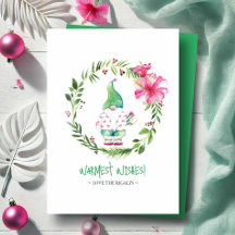 Cartões de Natal de Praia Tropical Aquarela