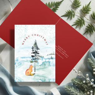Cartões de Natal de Raposa em Aquarela Fofa
