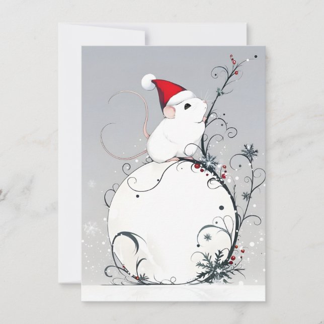 Cartões de Natal de Rato Fofo Únicos (Frente)