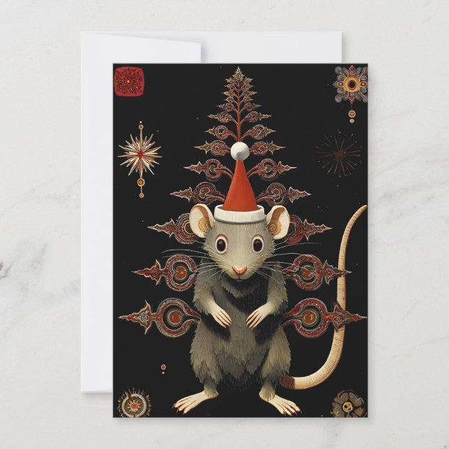 Cartões de Natal de Rato Únicos (Frente)
