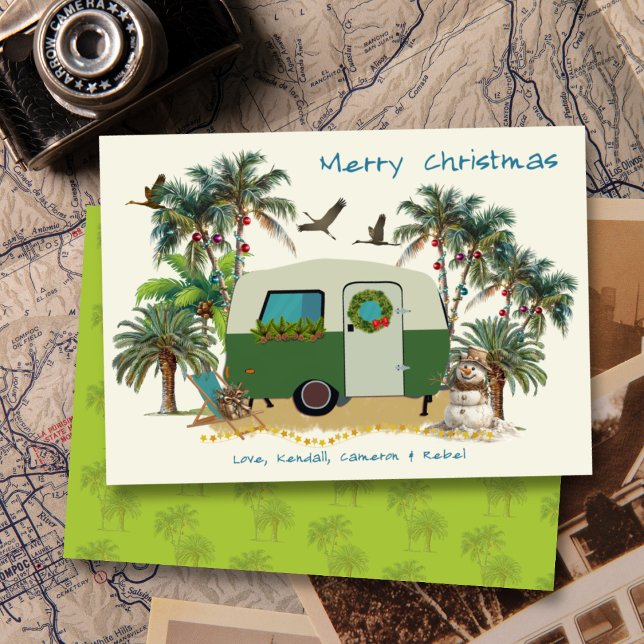 Cartões de Natal de Reboque de Camping Tropical (Criador carregado)