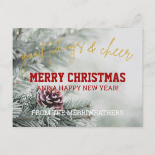 Cartões de natal de Script Dourado Clássico de L