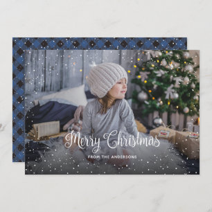 Cartões de Natal de Xadrez de Buffalo Azul Neve