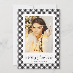 Cartões de Natal de Xadrez de Buffalo Branco Preto