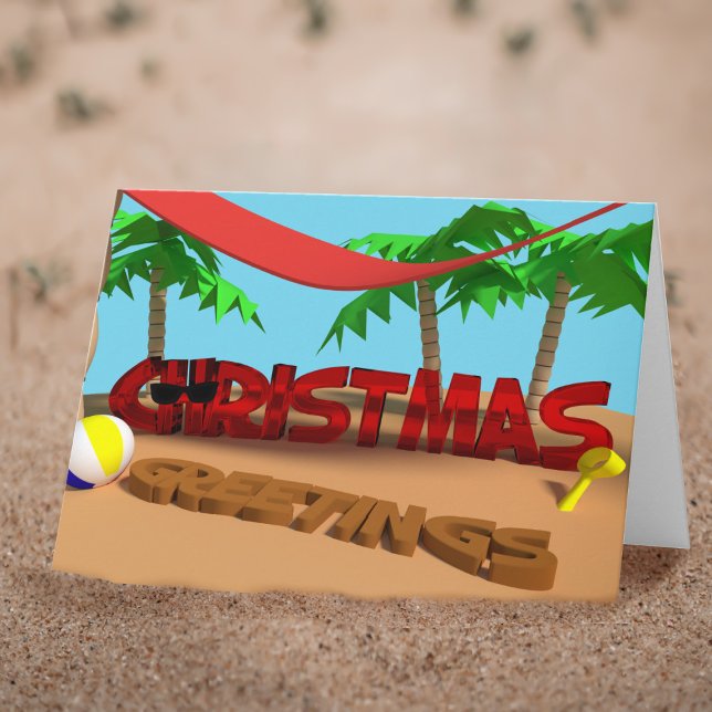 Cartões de natal do cartão de feriado na praia (Christmas Greetings  from the Beach. Perfect card to send during Christmas in July or December)
