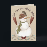 Cartões de Natal do Country Snowman<br><div class="desc">Bem-vindos a casa para um natal de boneco de neve. Cartões de Natal para casa no campo. Cartões perfeitos para seus amigos e vizinhos!</div>