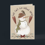 Cartões de Natal do Country Snowman<br><div class="desc">Bem-vindos a casa para um natal de boneco de neve. Cartões de Natal para casa no campo. Cartões perfeitos para seus amigos e vizinhos!</div>