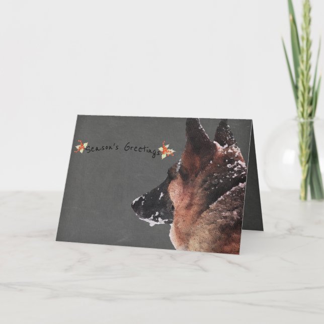 Cartões de natal do german shepherd da aguarela (Frente)