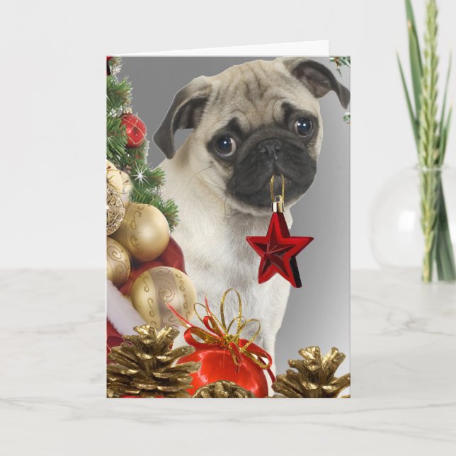 Cartões de Natal do Pug (Frente)