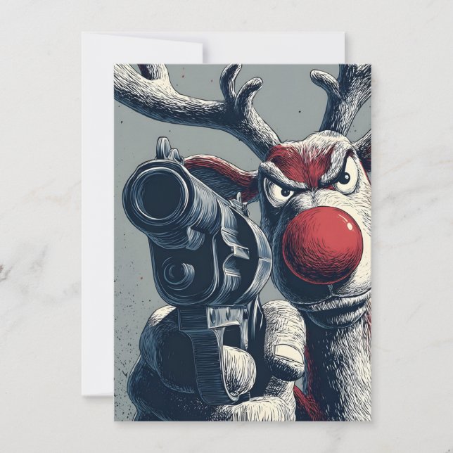 Cartões de Natal do Rudolph com uma Arma (Frente)
