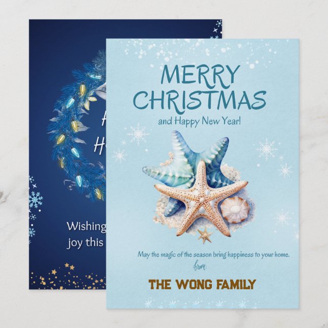 Cartões de Natal do Sea Starfish (Frente/Verso)