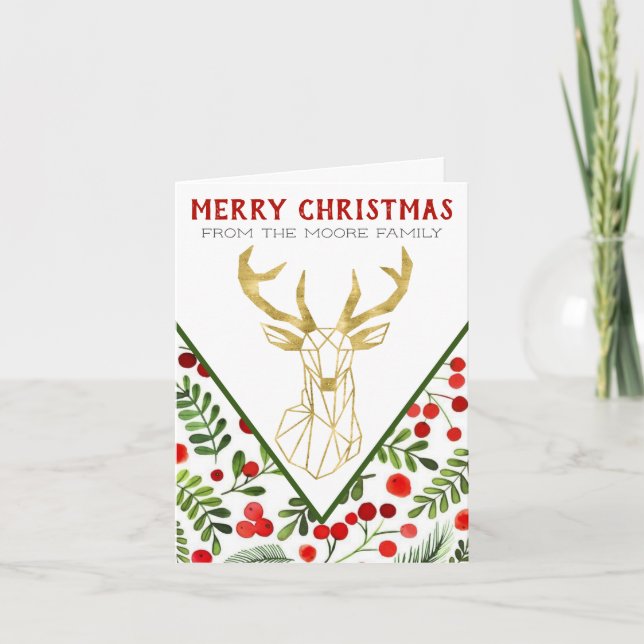 Cartões de Natal Dobrados Geométricos - vazio (Frente)