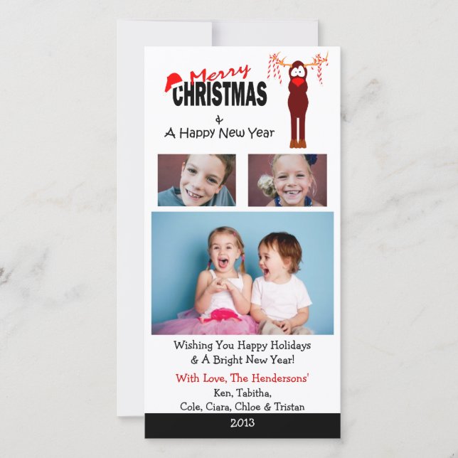 Cartões de Natal dos bastões de doces da rena X4 (Frente)