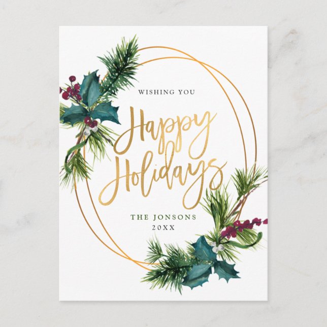 Cartões de natal Dourado de pinheiro de Natal Eleg (Frente)