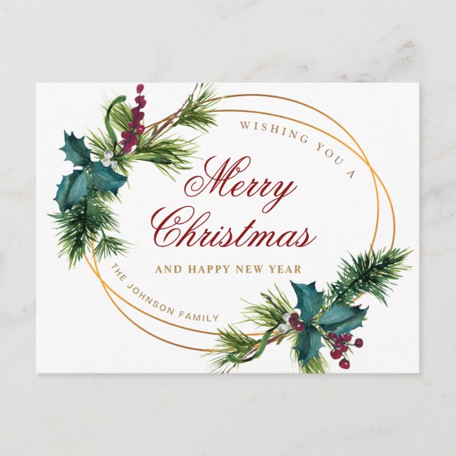 Cartões de natal Dourado de pinheiro de Natal Eleg (Frente)