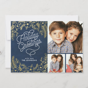 Cartões de natal Dourados de Botânica 3 Foto