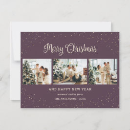 Cartões de Natal Elegante Purple 3 Foto Feliz