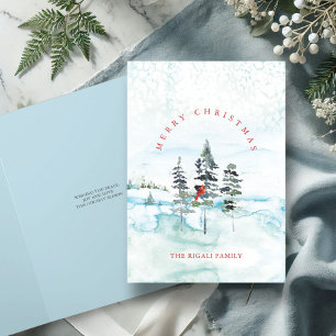 Cartões de Natal em Floresta de Neve Aquarela
