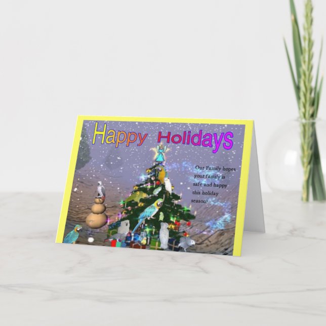 Cartões de natal emplumados da família (Frente)