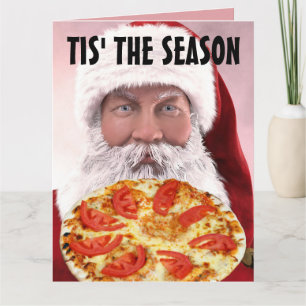CARTÕES DE NATAL ENGRAÇADOS DE PIZZA SANTA