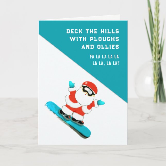 Cartões de Natal engraçados de Snowboarding Esqui (Frente)