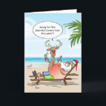 Cartões de Natal Engraçados | Papais noeis de dese<br><div class="desc">Adoraria espalhar risos e torcida durante as férias? Aqui estão cartões de Natal engraçados que você pode personalizar com seu próprio texto de bolha de aspas personalizado e mensagem de dentro! A design divertida de Raphaela Wilson retrata Santa Clause e Rudolph a rena vermelha nosa em uma praia tropical, relaxando...</div>