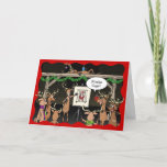 Cartões de Natal Engraçados | Rudolph Reindeer Gam<br><div class="desc">Mande risos e alegria este ano para a família e amigos enviando-os seus próprios cartões de Natal engraçados e personalizados nesta temporada de férias! A ilustração única criada por Raphaela Wilson retrata um bando de Papais noeis que brincam de renas que desenham num celeiro... . E o que está sendo...</div>