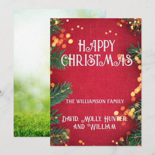 Cartões de Natal Feliz Natal Cartão de Férias Verm (Frente/Verso)