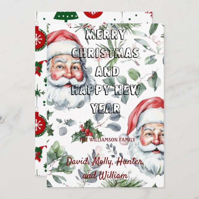 Cartões de Natal Feliz Natal cartão de Natal branc (Frente/Verso)