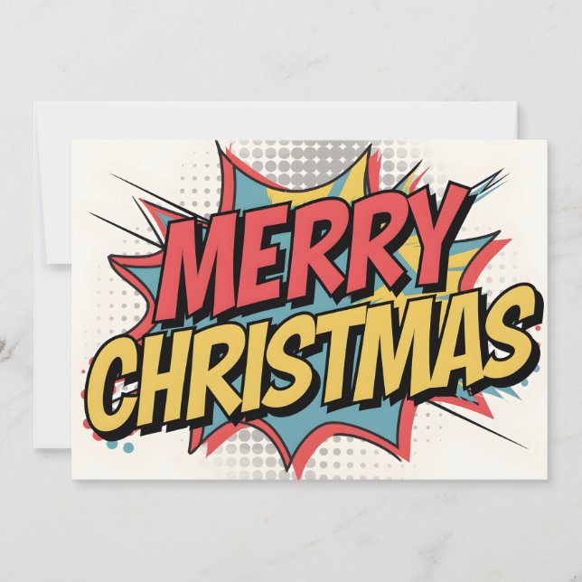 Cartões de Natal Feliz para a Pop de Arte de BD (Frente)
