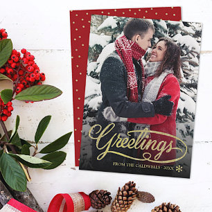 Cartões de natal Foto de Pontos de Script Glitter