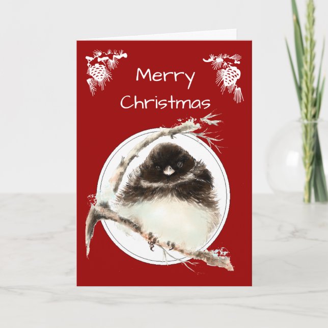 Cartões de natal Frescos Fluffy Junco Bird (Frente)