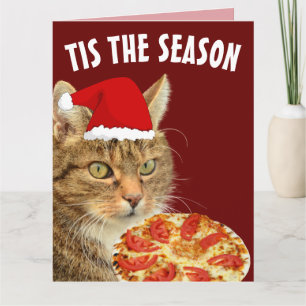 CARTÕES DE NATAL GRANDES DE GATO LISTRADO PIZZA