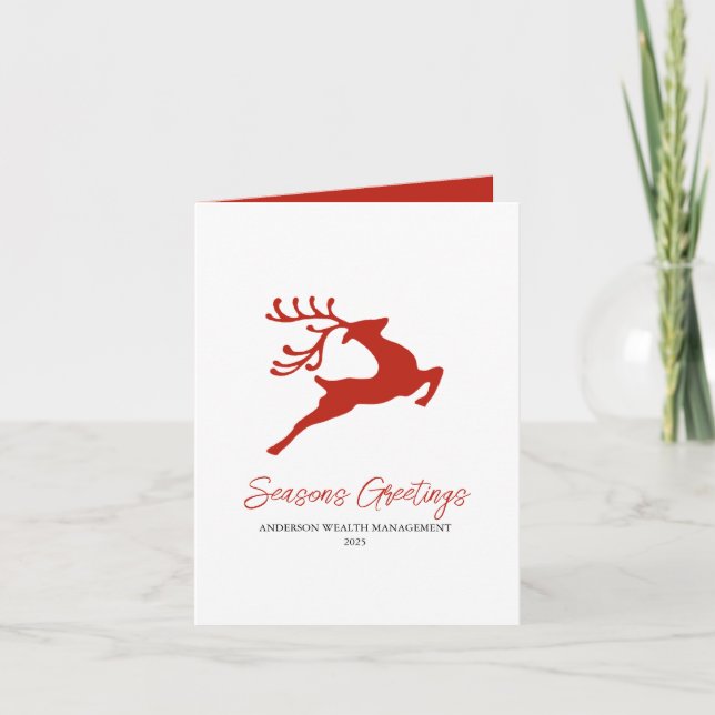 Cartões de natal Mínimos de Vermelho Reindeer Dobr (Frente)