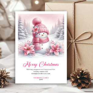 Cartões de Natal Modernos Rosa de Neve para Crianç