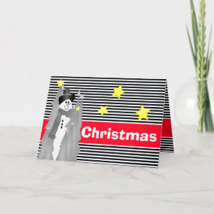 Cartões de natal Negrito E Branco Stripe Negrito