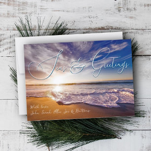 Cartões de Natal Ocean Sunrise Seas e Greetings