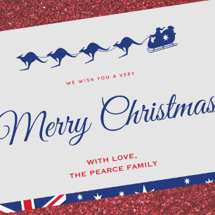 Cartões de Natal para a Austrália Kangaroo Sleigh 