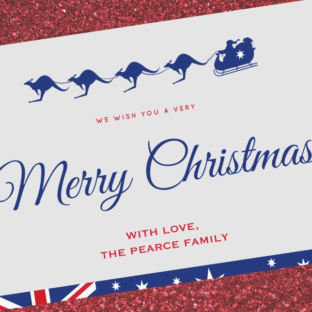 Cartões de Natal para a Austrália Kangaroo Sleigh  (Australian-christmas-cards-aussie-1)