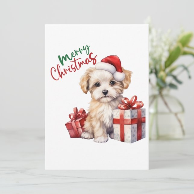 Cartões de Natal para Cães Adoráveis (Em pé/Frente)