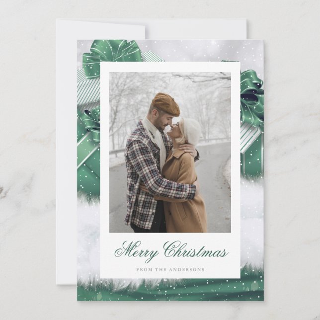 Cartões de Natal para Presente Verde (Frente)