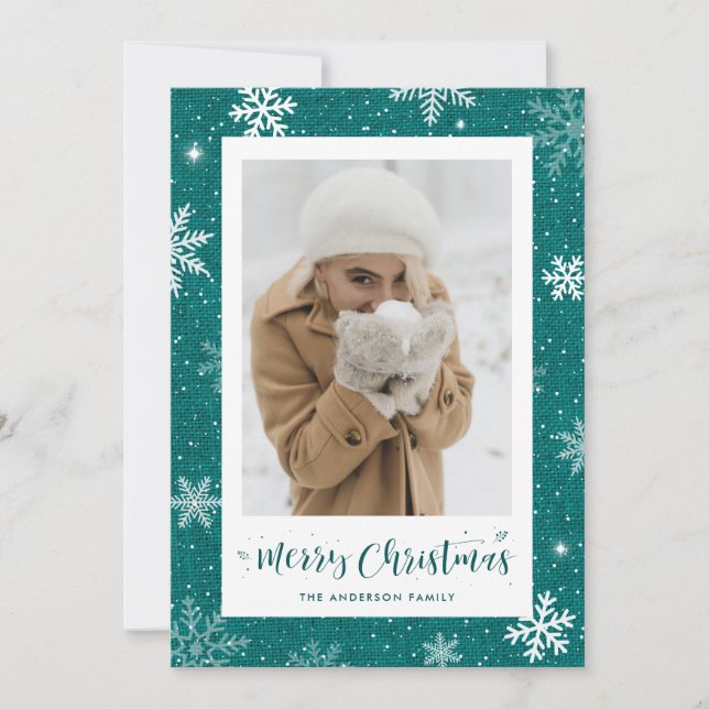 Cartões de Natal para Teal Burlap, na Rússia (Frente)